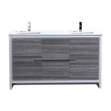 Load image into Gallery viewer, 60" Ash Grey Dolce Double Vanity