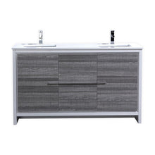 Load image into Gallery viewer, 60&quot; Ash Grey Dolce Double Vanity