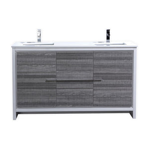 60" Ash Grey Dolce Double Vanity