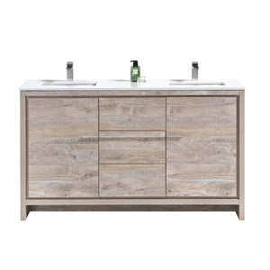 60" Natural Wood Dolce Double Vanity