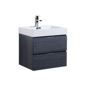 24" Grey Oak Wall Mounted Bliss Vanity