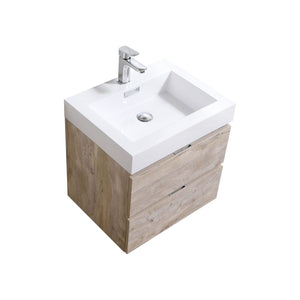 24" Natural Wood Wall Mounted Bliss Vanity