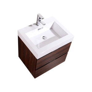 24" Walnut Wall Mounted Bliss Vanity