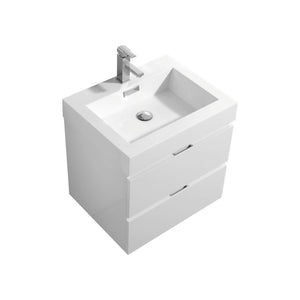 24" High Gloss White Wall Mounted Bliss Vanity