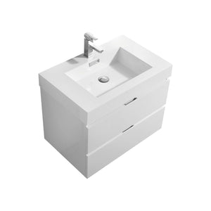 30" High Gloss White Wall Mounted Bliss Vanity