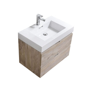 30" Natural Wood Wall Mounted Bliss Vanity