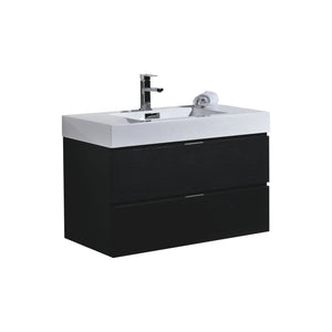 36" Black Wall Mounted Bliss Vanity