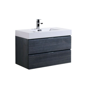 36" Grey Oak Wall Mounted Bliss Vanity