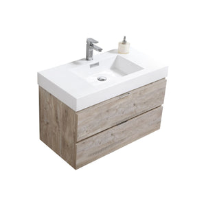 36" Natural Wood Wall Mounted Bliss Vanity