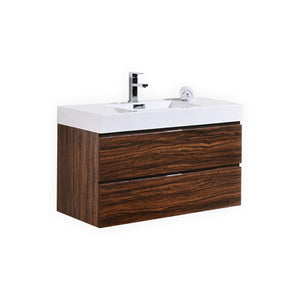 40" Walnut Wall Mounted Bliss Vanity