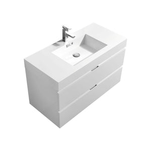 40" High Gloss White Wall Mounted Bliss Vanity