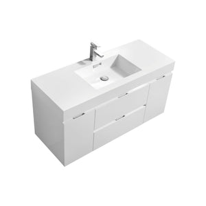 48" High Gloss White Wall Mounted Bliss Vanity