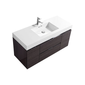 48" High Gloss Grey Oak Wall Mounted Bliss Vanity