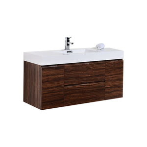 48" Walnut Wall Mounted Bliss Vanity