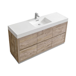 60" Natural Wood Free Standing Bliss Vanity