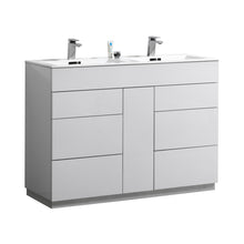 Load image into Gallery viewer, 48&quot; High Gloss White Milano Double Vanity