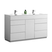 Load image into Gallery viewer, 60&quot; High Gloss White Milano Double Vanity