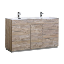 Load image into Gallery viewer, 60&quot; Natural Wood Milano Double Vanity