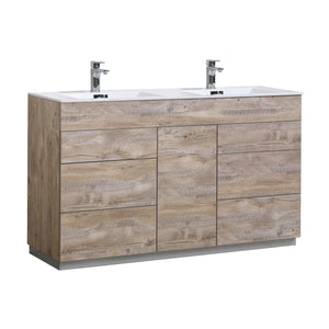 60" Natural Wood Milano Double Vanity