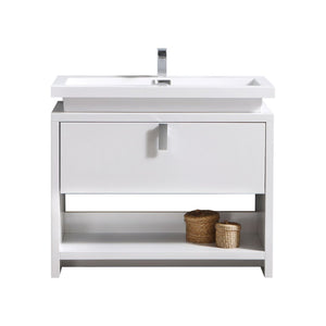 Levi 40" High Gloss White Modern Bathroom Vanity